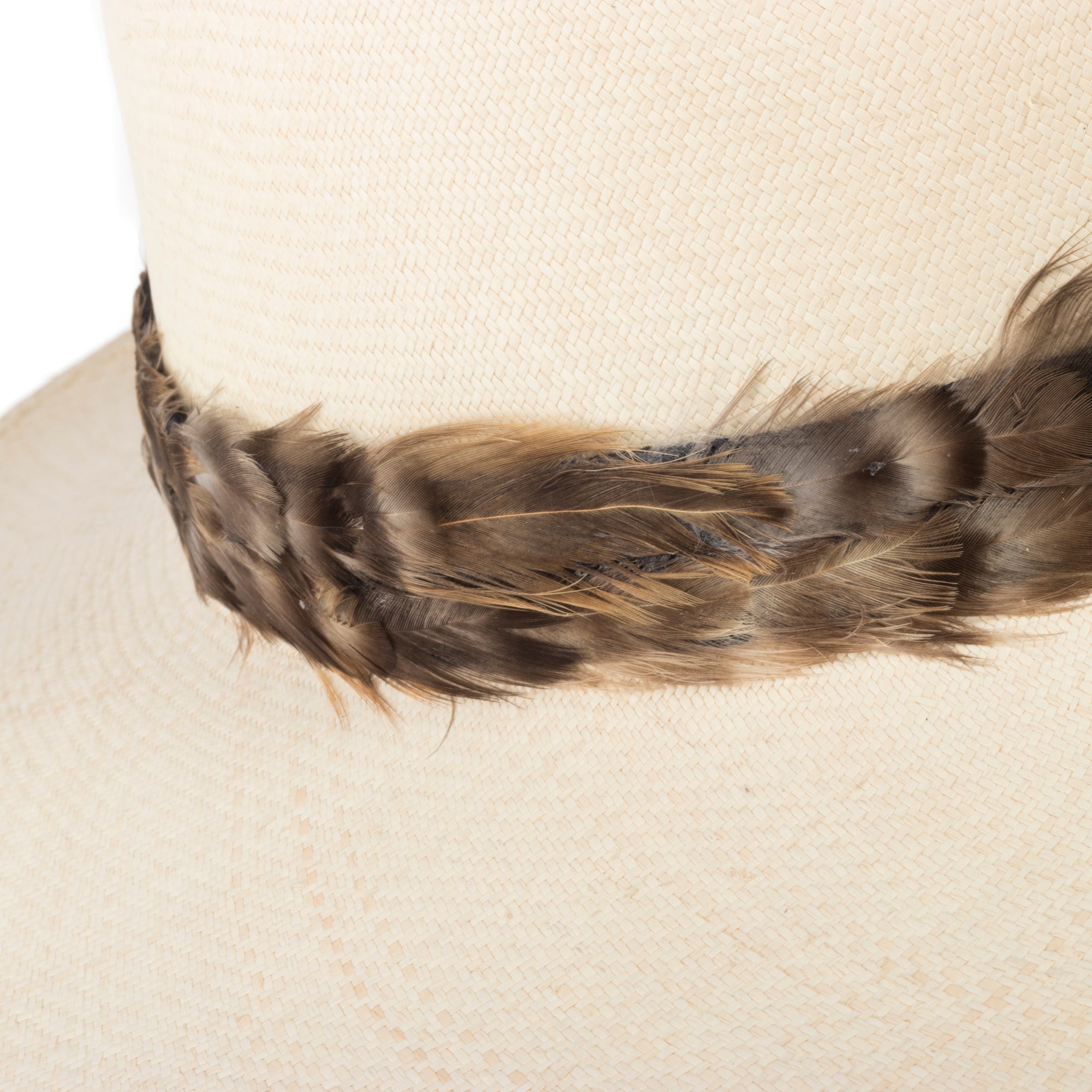Leather Cord Hat Band With Feathers Hatband: Brown, Black, Grey