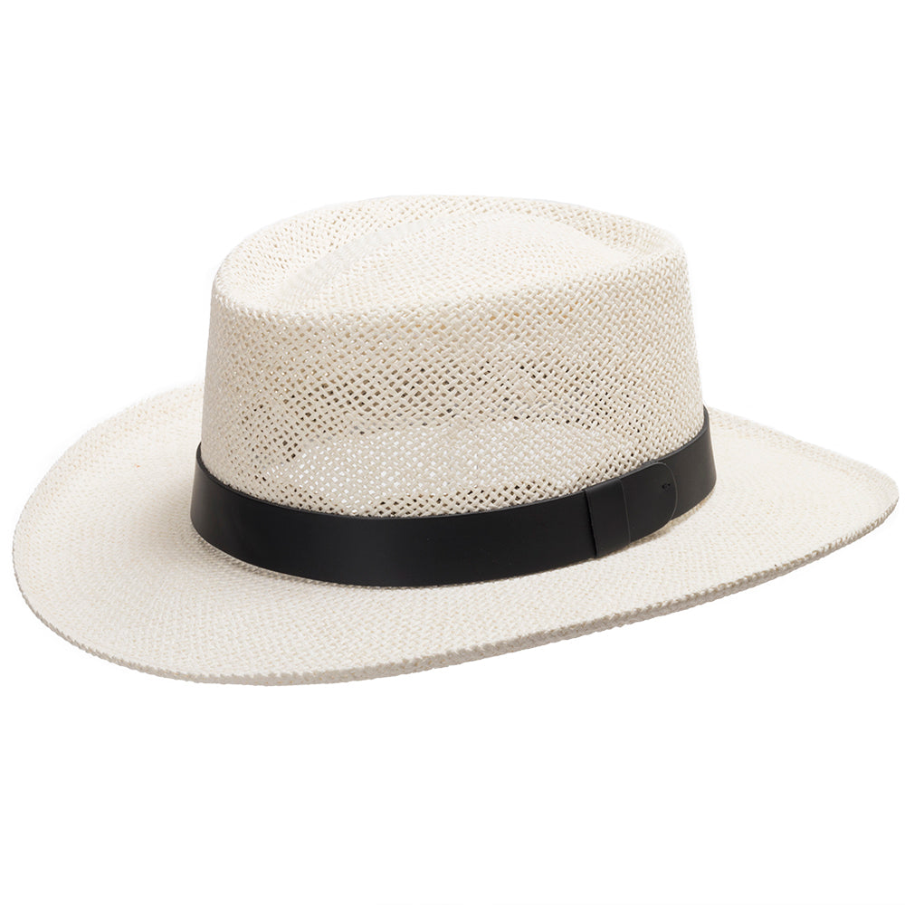Ivory with Black Leather Hatband