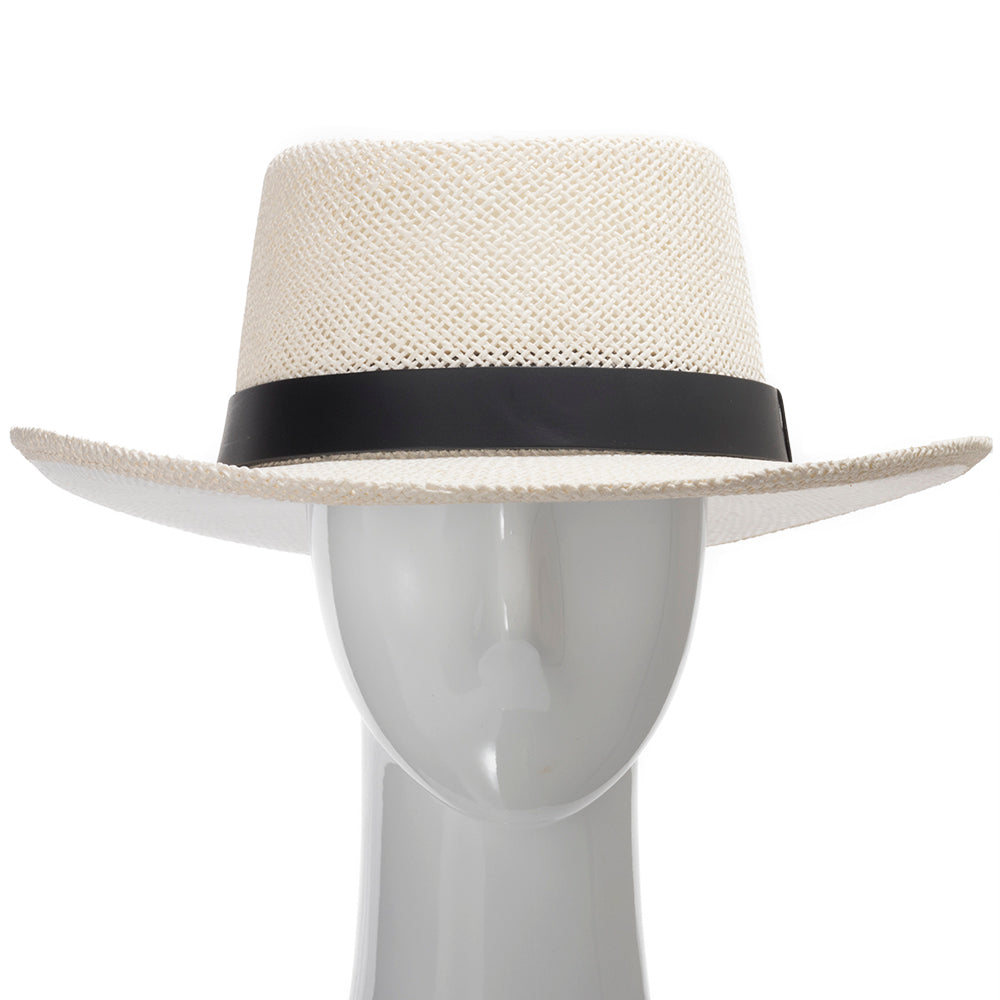 Ivory with Black Leather Hatband