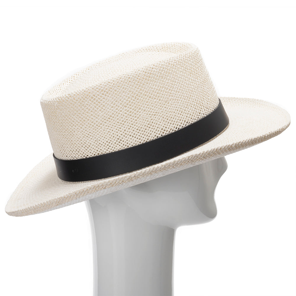 Ivory with Black Leather Hatband