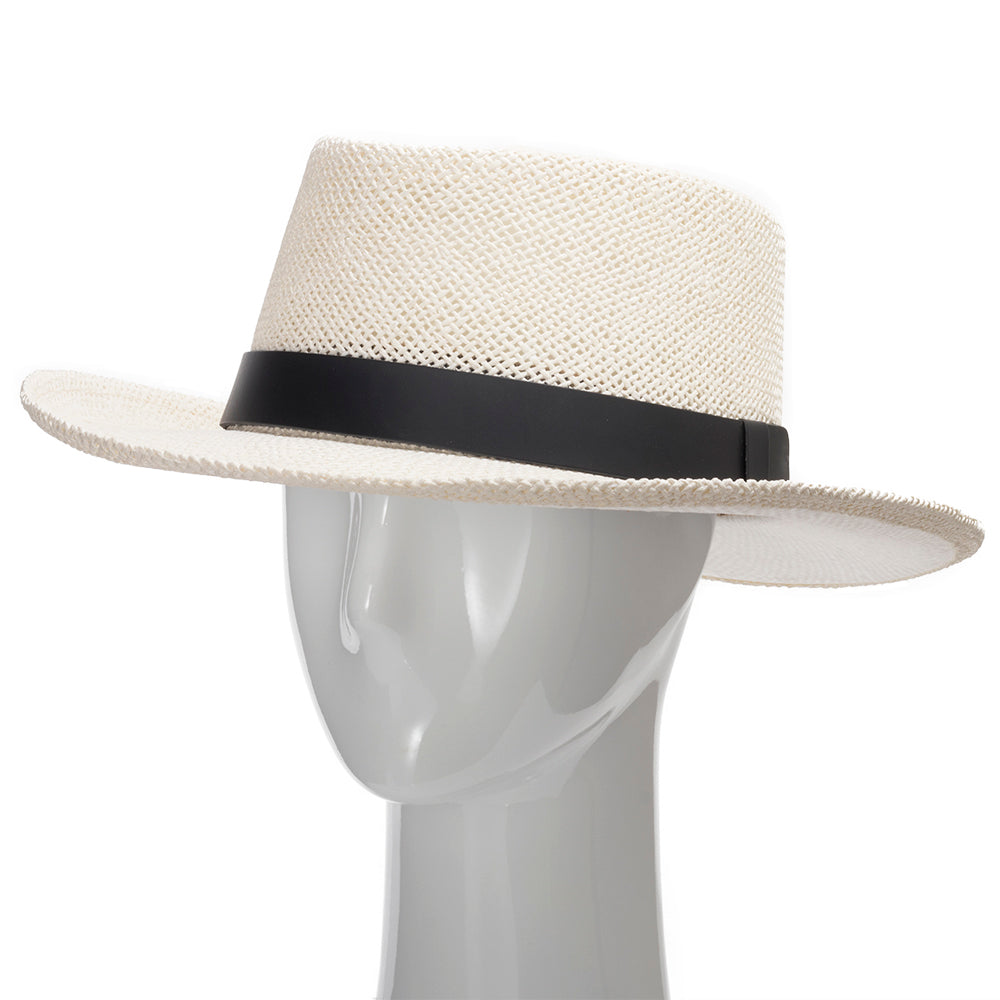 Ivory with Black Leather Hatband
