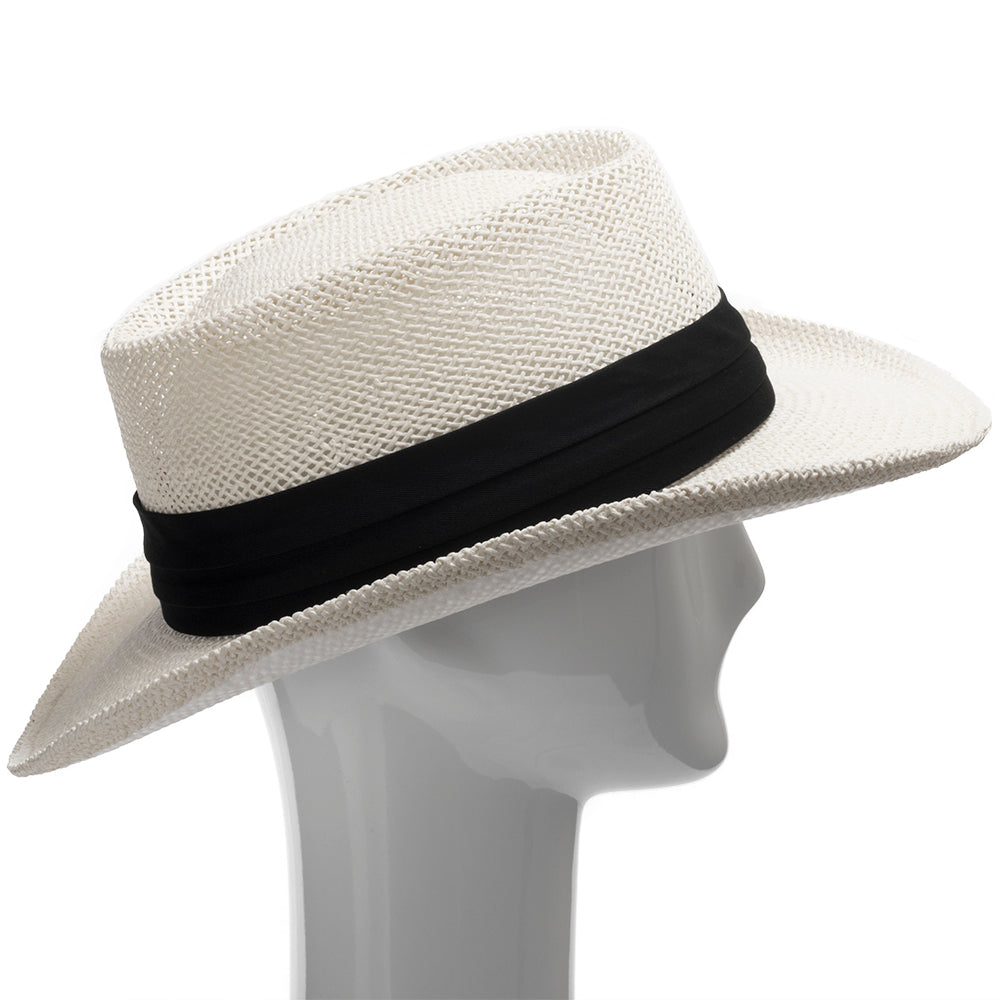 Ivory with Black Pleated Hatband