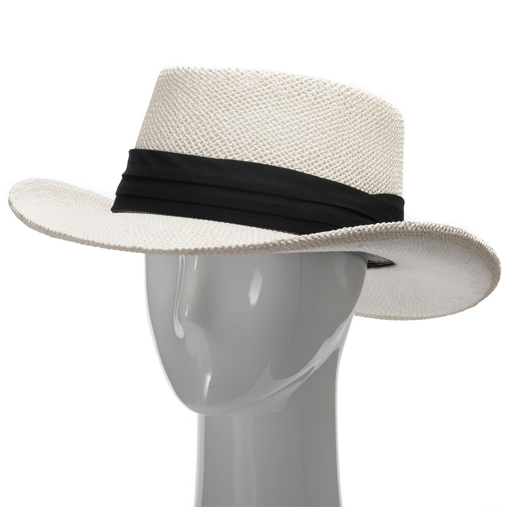 Ivory with Black Pleated Hatband
