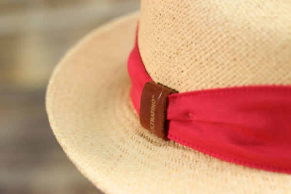 激安通販の ULTRAFINO Fedora Traveler Straw Panama Packable Short Brim Hat Pink  Medium