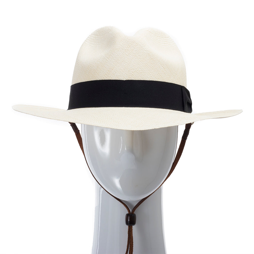 Gucci Leather-trimmed Panama Hat In Naturale+harness Bro