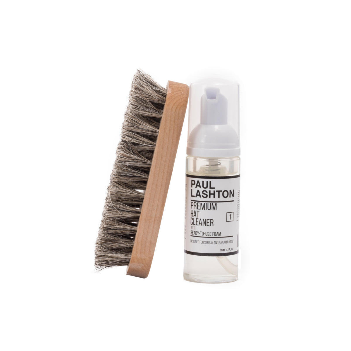 Paul Lashton Hat Stiffener Spray & Horsehair Brush Set - Restore Shape For Fedoras, Cowboy, Wool, Felt, Straw Hats